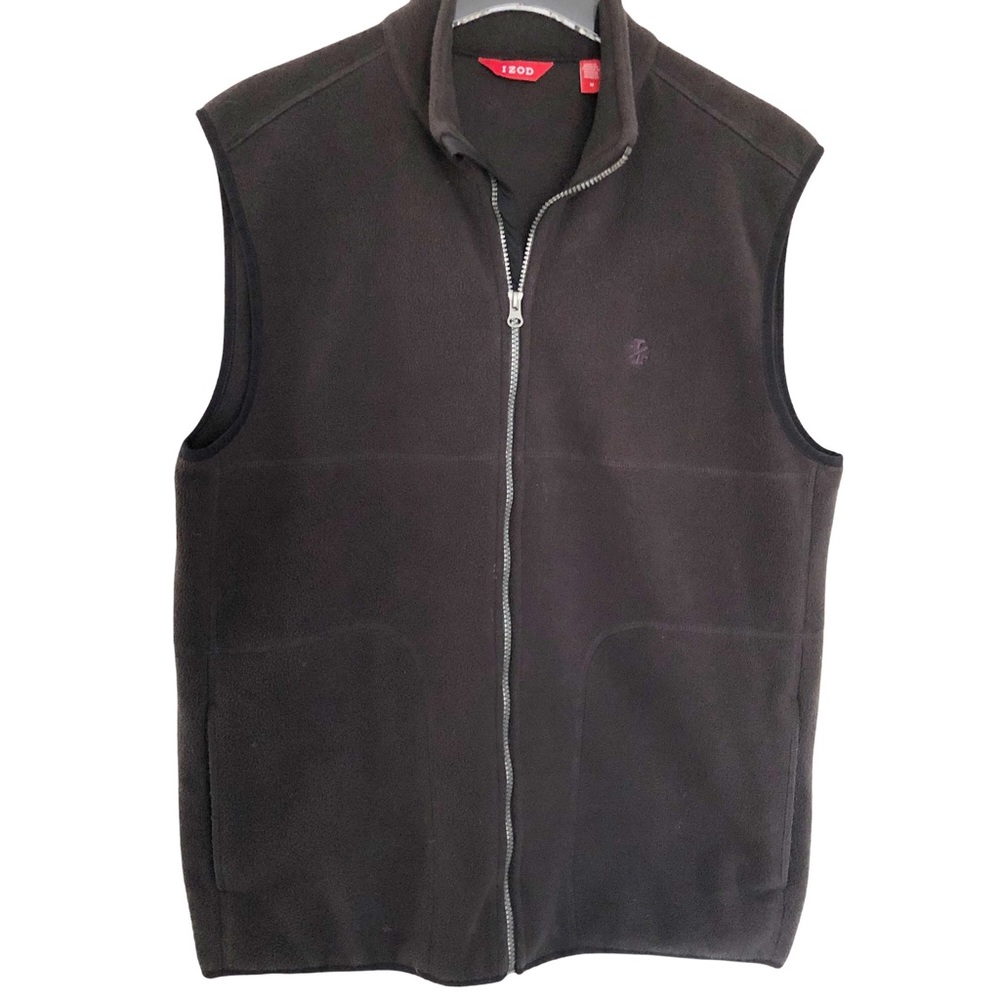 Izod Black Mens Fleece Vest - Size Medium